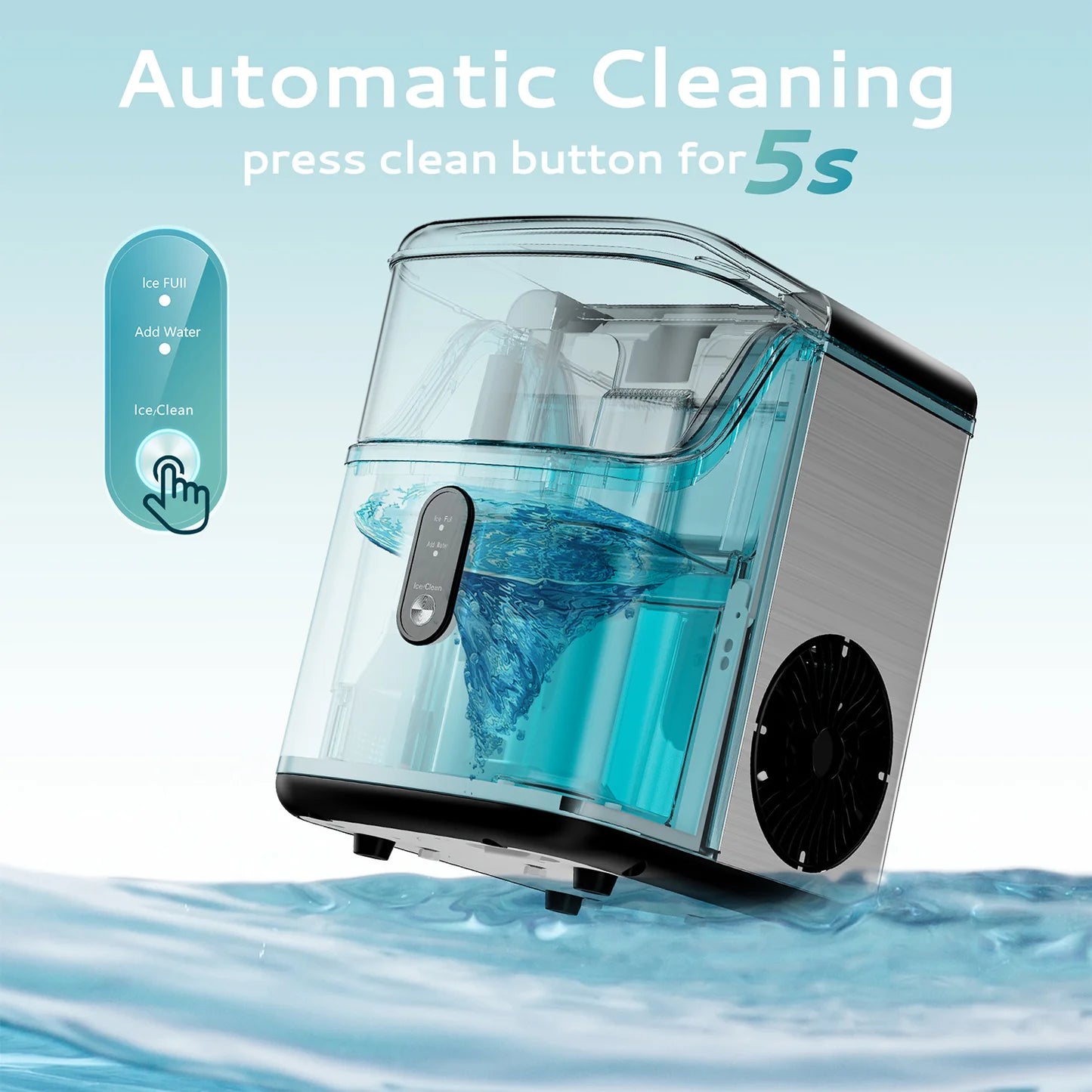 EUHOMY Pebble Counter Ice Maker Machine with 35lbs/24H Soft Ice Self-Cleaning