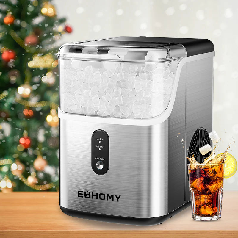 EUHOMY Pebble Counter Ice Maker Machine with 35lbs/24H Soft Ice Self-Cleaning