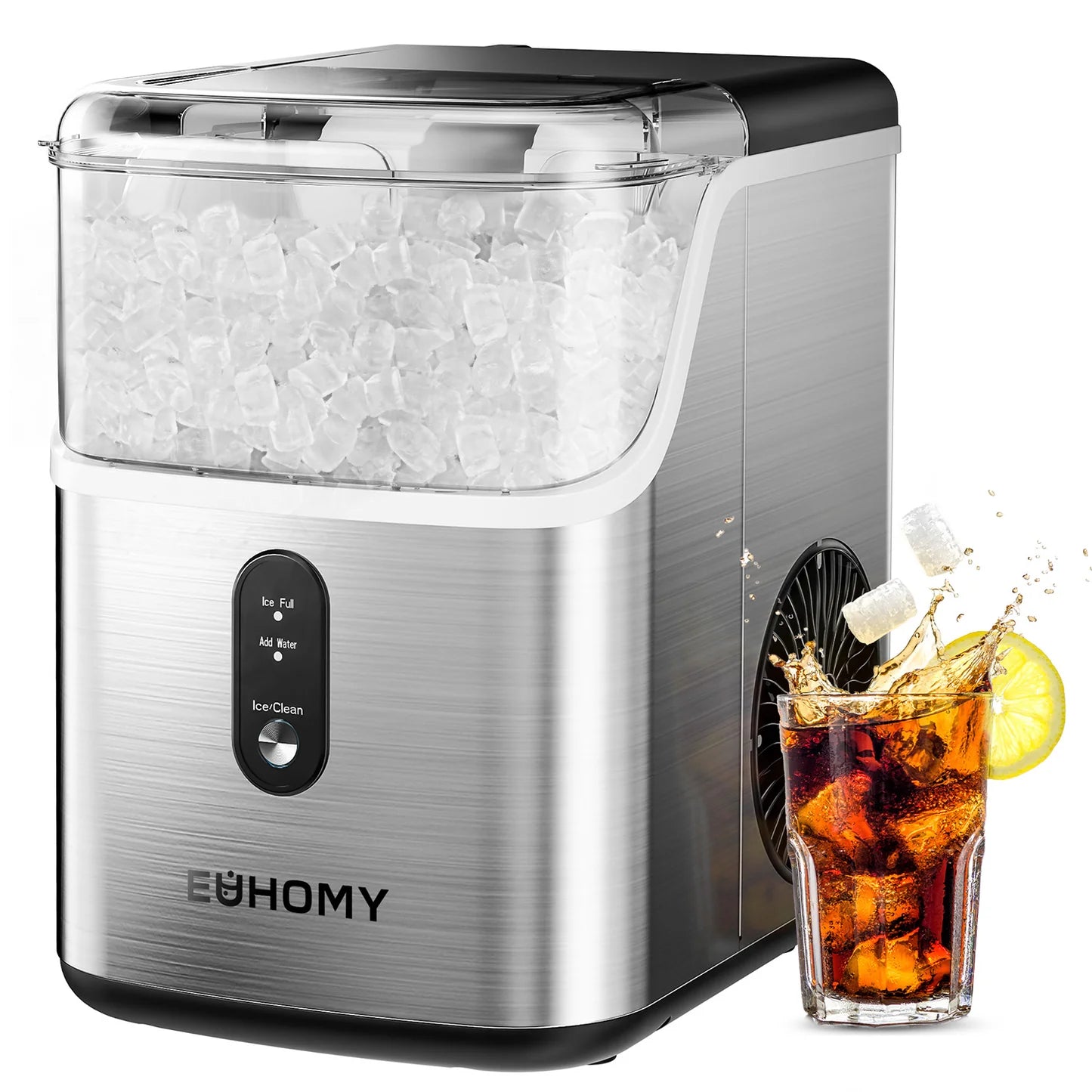 EUHOMY Pebble Counter Ice Maker Machine with 35lbs/24H Soft Ice Self-Cleaning